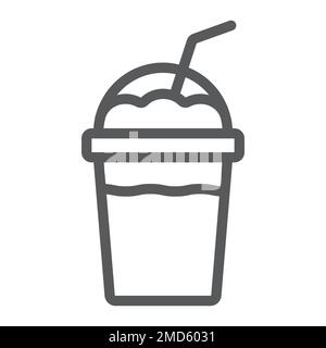 Frappe line icon, coffee and cafe, cream coffee sign vector graphics, a linear pattern on a white background, eps 10. Stock Vector