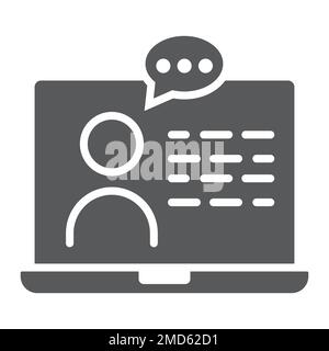 Online Consulting glyph icon, e learning and education, support sign vector graphics, a solid pattern on a white background, eps 10. Stock Vector