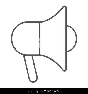Promotion thin line icon, e commerce and marketing, megaphone sign vector graphics, a linear pattern on a white background, eps 10. Stock Vector