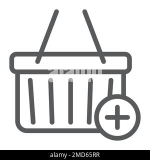 Add to cart line icon, e commerce and marketing, retail box sign vector graphics, a linear pattern on a white background, eps 10. Stock Vector