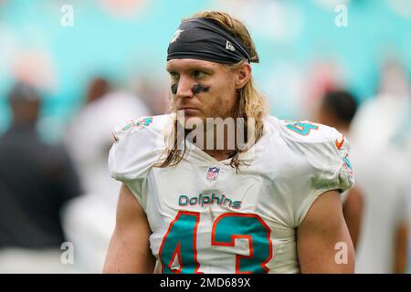 Miami Dolphins linebacker Andrew Van Ginkel (43) is seen after a NFL  football game at EverBank Stadium, Saturday, August 26, 2023 in  Jacksonville, Fla. (AP Photo/Alex Menendez Stock Photo - Alamy