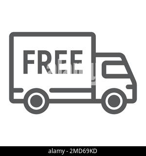 Free delivery line icon, e commerce and marketing, truck service sign vector graphics, a linear pattern on a white background, eps 10. Stock Vector