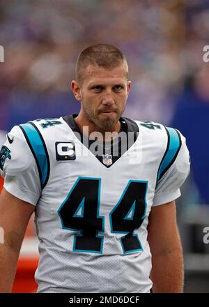 Carolina Panthers long snapper J.J. Jansen (44) encourages