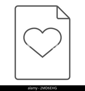 Wish list thin line icon, e commerce and marketing, document sign vector graphics, a linear pattern on a white background, eps 10. Stock Vector