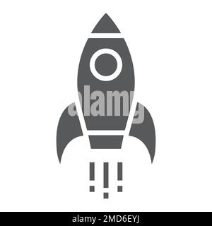 Startup glyph icon, development and business, rocket sign vector graphics, a solid pattern on a white background, eps 10. Stock Vector