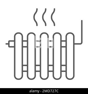 Radiator heating thin line icon, Real estate and home, heat sign vector graphics, a linear pattern on a white background, eps 10. Stock Vector