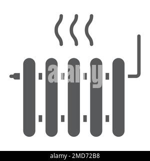 Radiator heating glyph icon, Real estate and home, heat sign vector graphics, a solid pattern on a white background, eps 10. Stock Vector