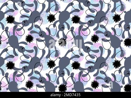 Cartoon animals seamless Easter eggs and rabbit bunnies pattern for ...
