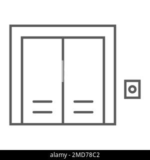 Elevator thin line icon, real estate and home, lift sign vector graphics, a linear pattern on a white background, eps 10. Stock Vector