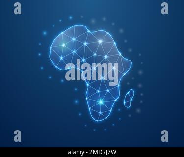 Africa 3d symbol in low poly style. Africa map design concept illustration. Continent silhouette polygonal wireframe. Stock Vector