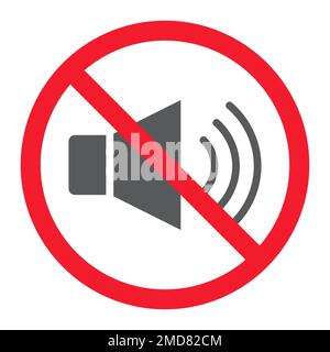 No sound glyph icon, prohibition and forbidden, no noise sign vector graphics, a solid pattern on a white background, eps 10. Stock Vector