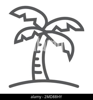 Palm tree line icon, travel and tourism, island sign vector graphics, a linear pattern on a white background, eps 10. Stock Vector