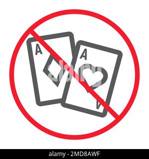 No gambling line icon, prohibition and forbidden, no casino sign vector graphics, a linear pattern on a white background, eps 10. Stock Vector