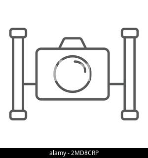 Underwater camera thin line icon, diving and underwater, snorkeling sign vector graphics, a linear pattern on a white background, eps 10. Stock Vector