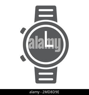 Watch glyph icon, clock and time, starp sign vector graphics, a solid pattern on a white background, eps 10. Stock Vector
