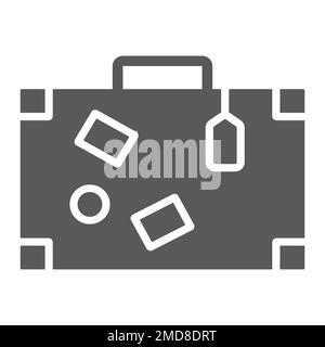 Travel bag glyph icon, travel and tourism, tourist suitcase sign vector graphics, a solid pattern on a white background, eps 10. Stock Vector