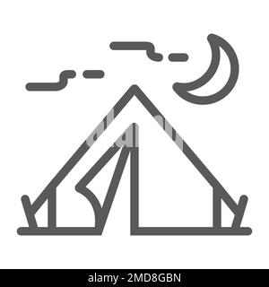Tourist tent line icon, travel and tourism, camping sign vector graphics, a linear pattern on a white background, eps 10. Stock Vector
