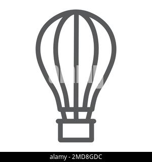 Hot Air Ballon line icon, travel and tourism, airship sign vector graphics, a linear pattern on a white background, eps 10. Stock Vector