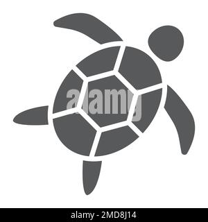 Sea turtle glyph icon, animal and underwater, aquatic sign vector graphics, a solid pattern on a white background, eps 10. Stock Vector