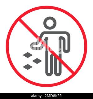 Do not litter line icon, prohibition and forbidden, no garbage sign vector graphics, a linear pattern on a white background, eps 10. Stock Vector