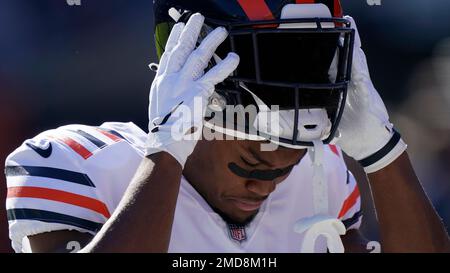 Chicago Bears' Khalil Herbert heads to the end zone for a touchdown in an  NFL preseason football game against the Tennessee Titans Saturday, August  12, 2023, in Chicago. (AP Photo/Charles Rex Arbogast