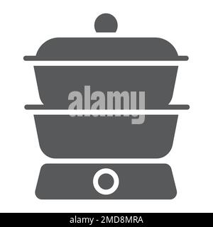 Double boiler glyph icon, kitchen and cooking, household sign vector graphics, a solid pattern on a white background, eps 10. Stock Vector