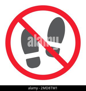 No shoes glyph icon, prohibition and forbidden, no foot sign vector graphics, a solid pattern on a white background, eps 10. Stock Vector