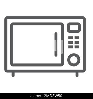 Microwave oven line icon, kitchen and cooking, household sign vector graphics, a linear pattern on a white background, eps 10. Stock Vector