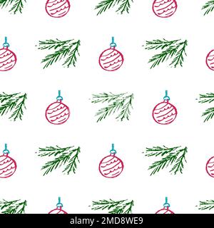 Christmas seamless pattern. New Year mood. Children's drawings with wax crayons. Print Stock Vector