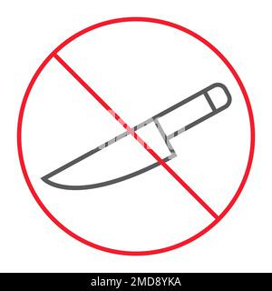 No sharp thin line icon, prohibition and forbidden, no knife sign vector graphics, a linear pattern on a white background, eps 10. Stock Vector