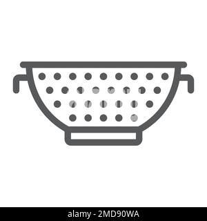 Colander line icon, kitchen and cooking, strainer sign vector graphics, a linear pattern on a white background, eps 10. Stock Vector