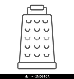 Grater thin line icon, kitchen and cooking, kitchen tool sign vector graphics, a linear pattern on a white background, eps 10. Stock Vector