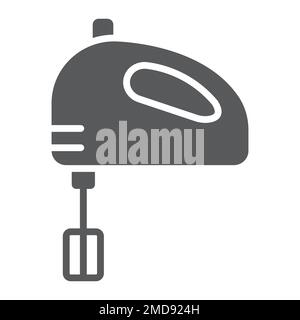 Hand mixer glyph icon, kitchen and cooking, blender sign vector graphics, a solid pattern on a white background, eps 10. Stock Vector