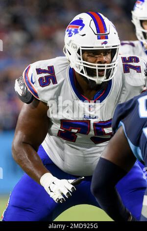 Buffalo Bills offensive tackle Daryl Williams (75) plays against the  Tennessee Titans during an NFL football game on Monday, Oct. 18, 2021, in  Nashville, Tenn. (AP Photo/John Amis Stock Photo - Alamy