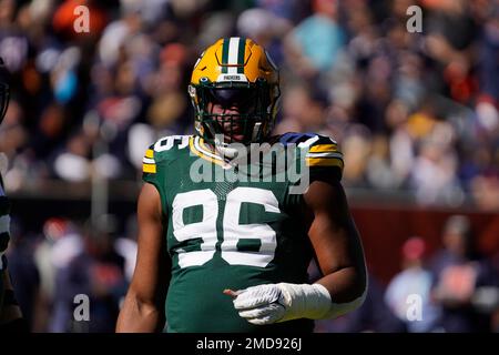 Green Bay Packers defensive end Kingsley Keke (96) plays during the first  half of an NFL football game Sunday, Oct. 17, 2021, in Chicago. (AP  Photo/David Banks Stock Photo - Alamy