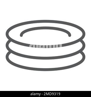 Plates line icon, kitchen and cooking, dishes sign vector graphics, a linear pattern on a white background, eps 10. Stock Vector