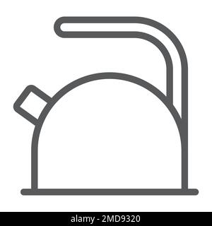 Kettle line icon, kitchen and cooking, teapot sign vector graphics, a linear pattern on a white background, eps 10. Stock Vector