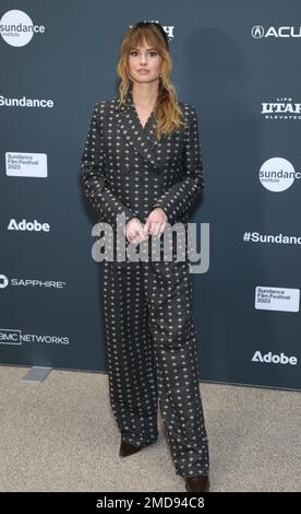 Park City, USA. 22nd Jan, 2023. Lily James arriving to the “Shortcomings” premiere during the 2023 Sundance Film Festival held at the Eccles Center Theatre on January 22, 2023 in Park City, Utah. © JPA/AFF-USA.com Credit: AFF/Alamy Live News Stock Photo