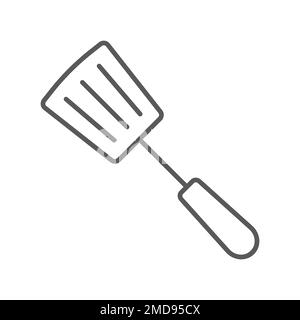 Kitchen spatula thin line icon, kitchen and cooking, cook tool sign vector graphics, a linear pattern on a white background, eps 10. Stock Vector
