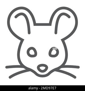 Mouse line icon, animal and zoo, rat sign vector graphics, a linear pattern on a white background, eps 10. Stock Vector