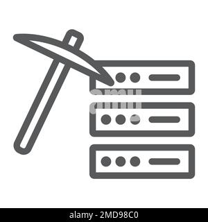 Data mining line icon, data and analytics, mining pick sign, vector graphics, a linear pattern on a white background, eps 10. Stock Vector