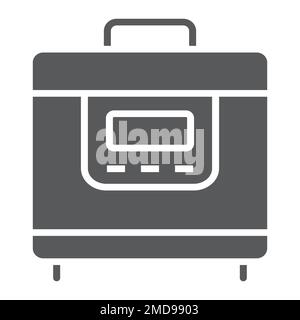 Multicooker glyph icon, kitchen and cooking, household sign vector graphics, a solid pattern on a white background, eps 10. Stock Vector