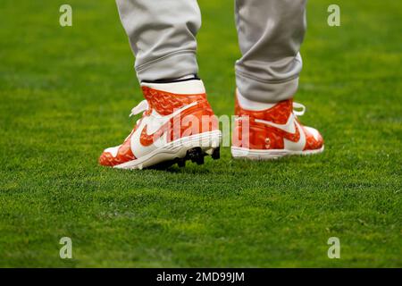 A detailed view of the Nike cleats worn by Cleveland Browns wide