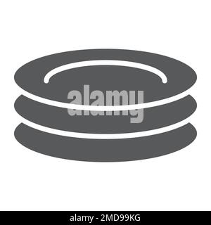 Plates glyph icon, kitchen and cooking, dishes sign vector graphics, a solid pattern on a white background, eps 10. Stock Vector