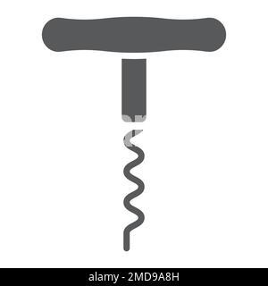 Corkscrew glyph icon, kitchen and cooking, opener sign vector graphics, a solid pattern on a white background, eps 10. Stock Vector