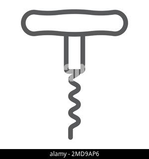 Corkscrew line icon, kitchen and cooking, opener sign vector graphics, a linear pattern on a white background, eps 10. Stock Vector