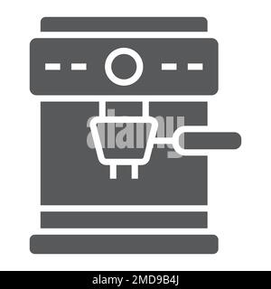 Coffee maker glyph icon, coffee and cafe, coffee machine sign vector graphics, a solid pattern on a white background, eps 10. Stock Vector