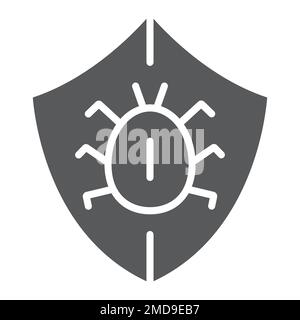 Antivirus glyph icon, security and protection, shield sign, vector graphics, a solid pattern on a white background, eps 10. Stock Vector