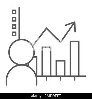 User analysis thin line icon, data and analytics, graph sign, vector graphics, a linear pattern on a white background, eps 10. Stock Vector