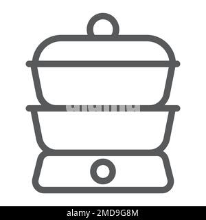 Double boiler line icon, kitchen and cooking, household sign vector graphics, a linear pattern on a white background, eps 10. Stock Vector